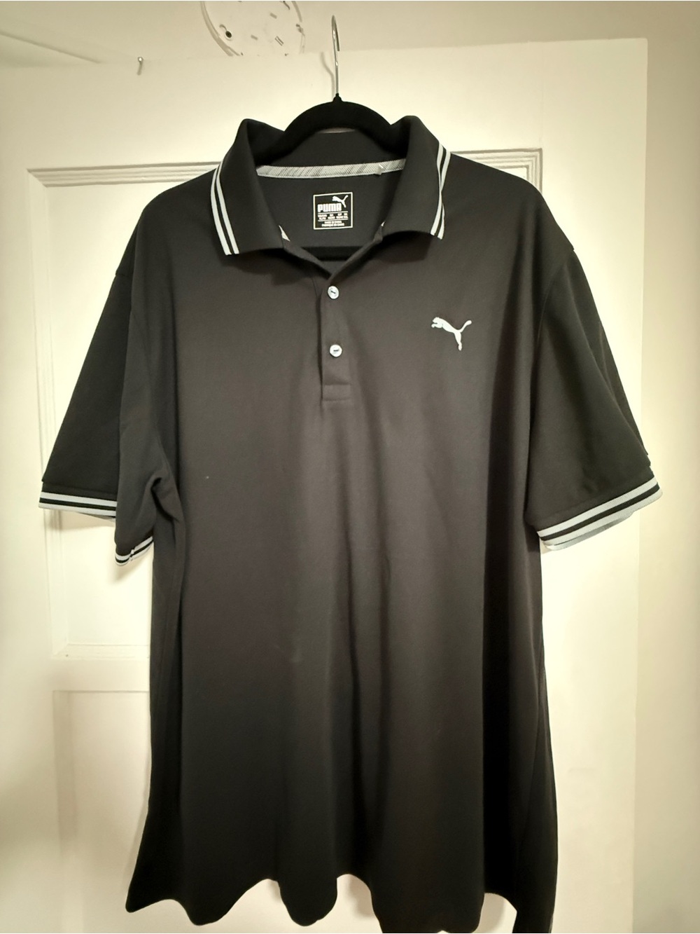 Puma Men’s Black Polo Shirt with Grey Trim Sz XL